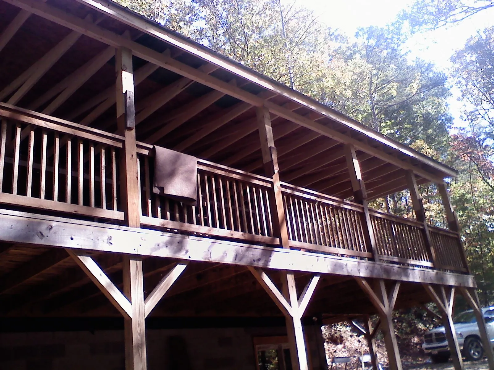 Timber framing under a new elevated porch and deck — Roof Leak Repair in Ewing by Roofing Brothers